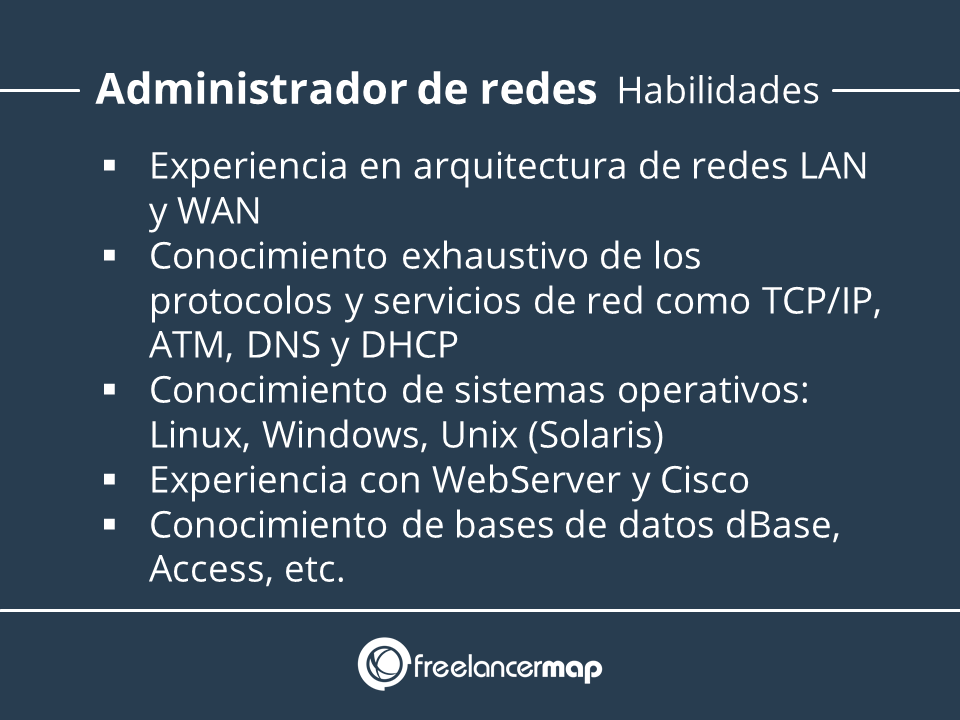 Habilidades y conocimientos requeridos en el trabajo de administador de redes