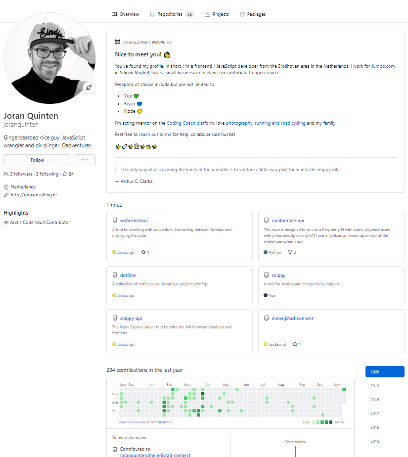 Perfil GitHub con ejemplo README