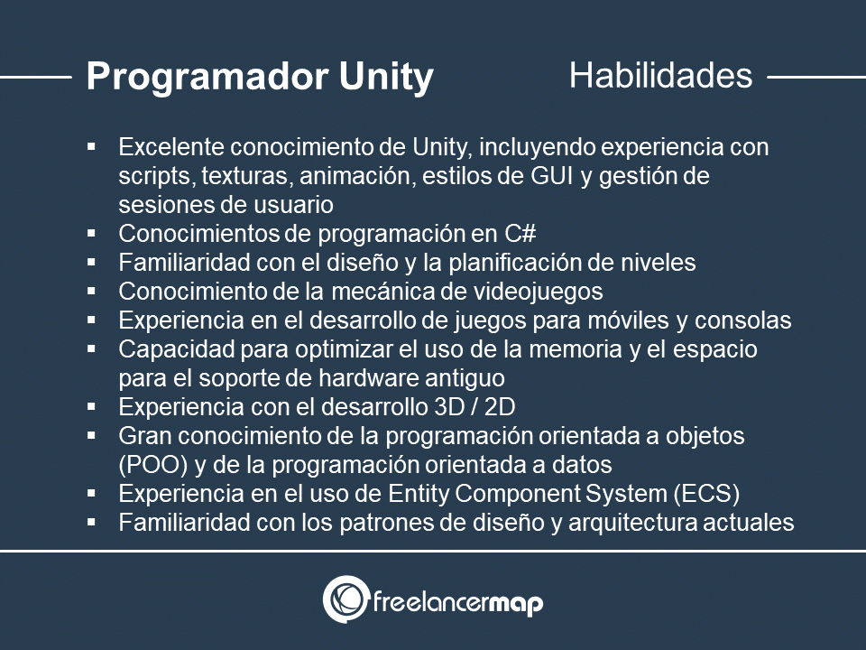 Habilidades y conocimientos del programador Unity