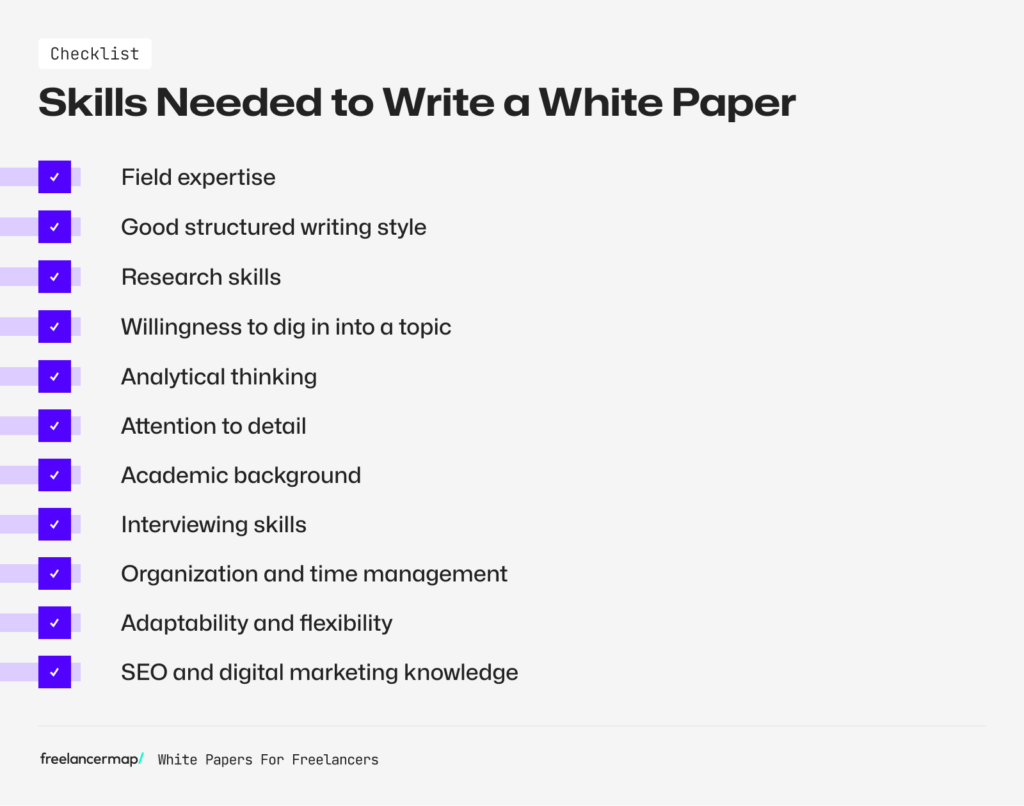 Skills needed when writing a white paper