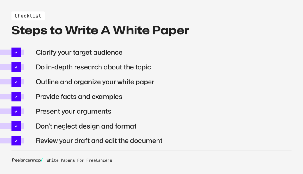 Checklist: Steps to write a white paper for freelancers