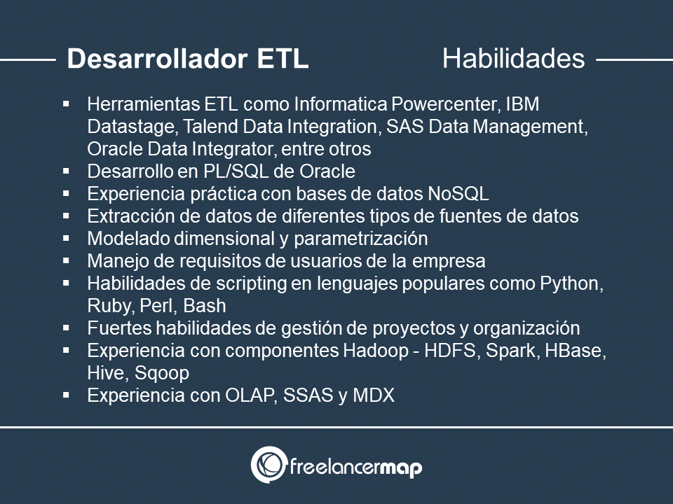 Habilidades y conocimientos del desarrollador ETL