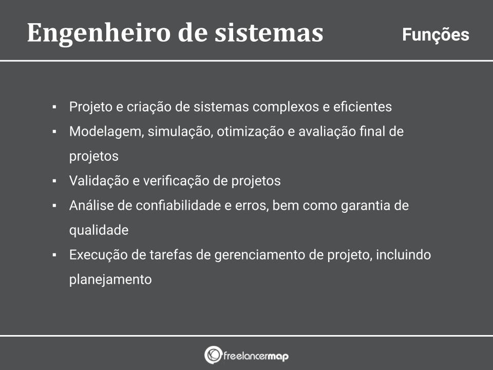 Funções de um engenheiro de sistemas.