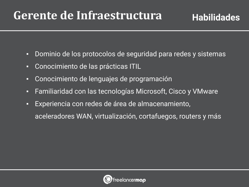 Habilidades y conocimientos del gerente de infraestructura