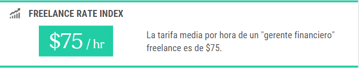 $75: Tarifa media por hora de un gerente financiero