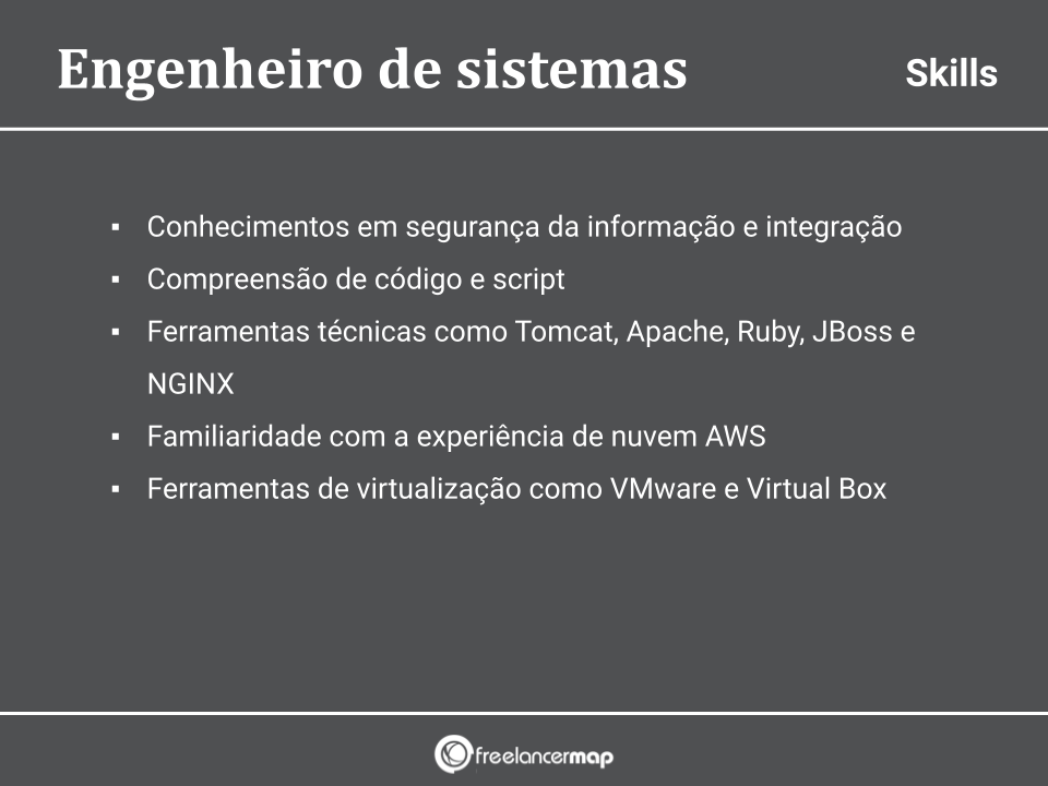 Skills de um engenheiro de sistemas.