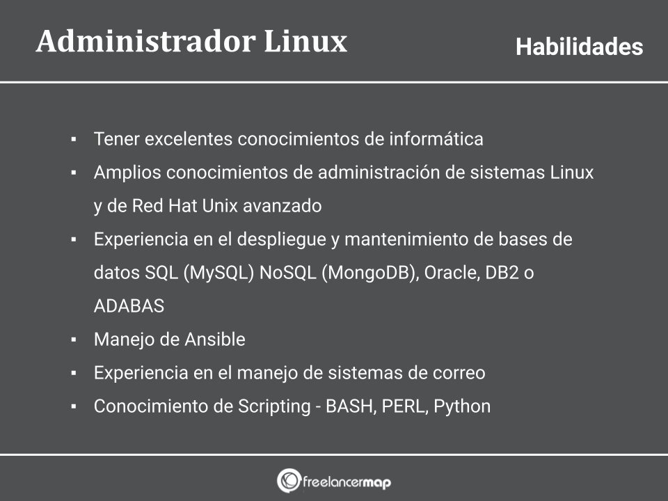 Habilidades y conocimientos del administrador de sistemas Linux