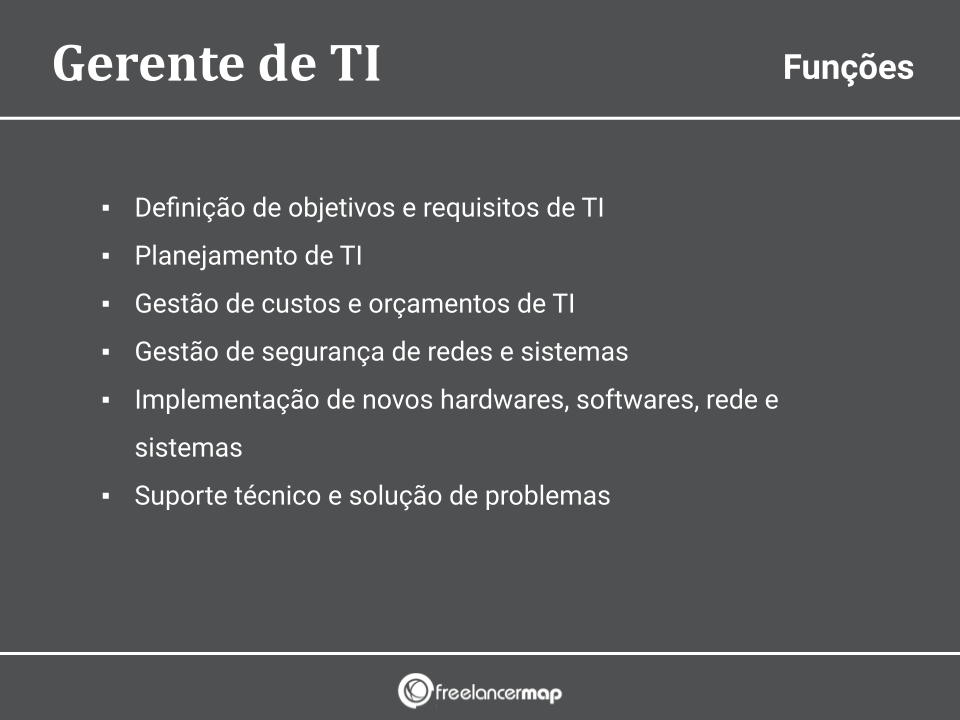 Funções e responsabilidades de um gerente de tecnologia da informação