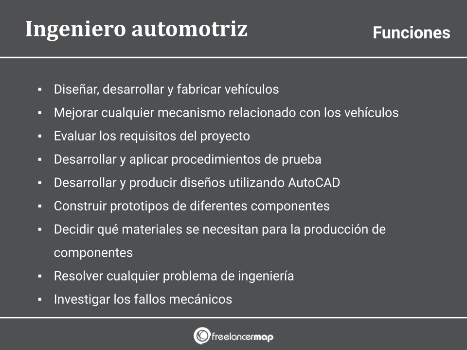 Responsabilidades del ingeniero automotriz