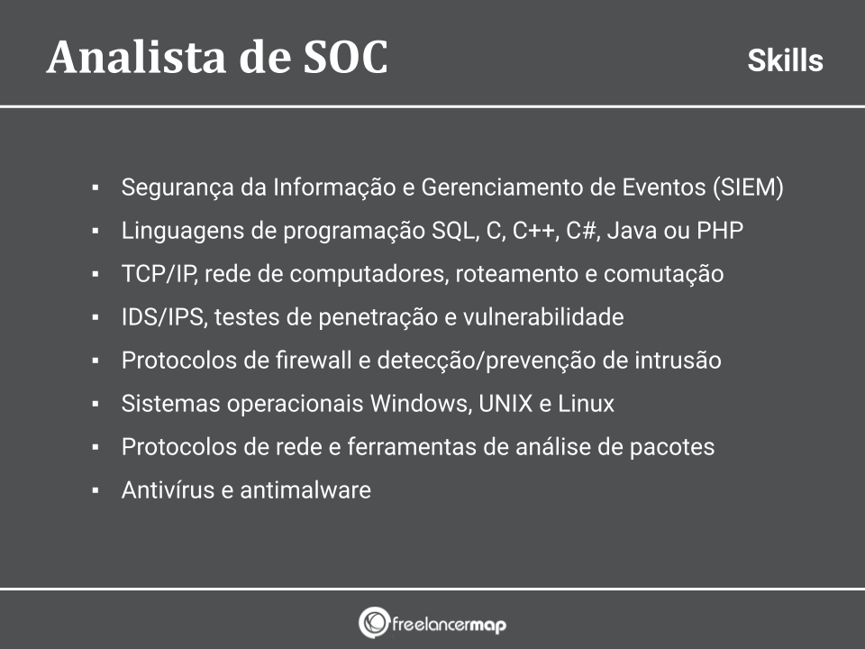 Skills de um analista de SOC.