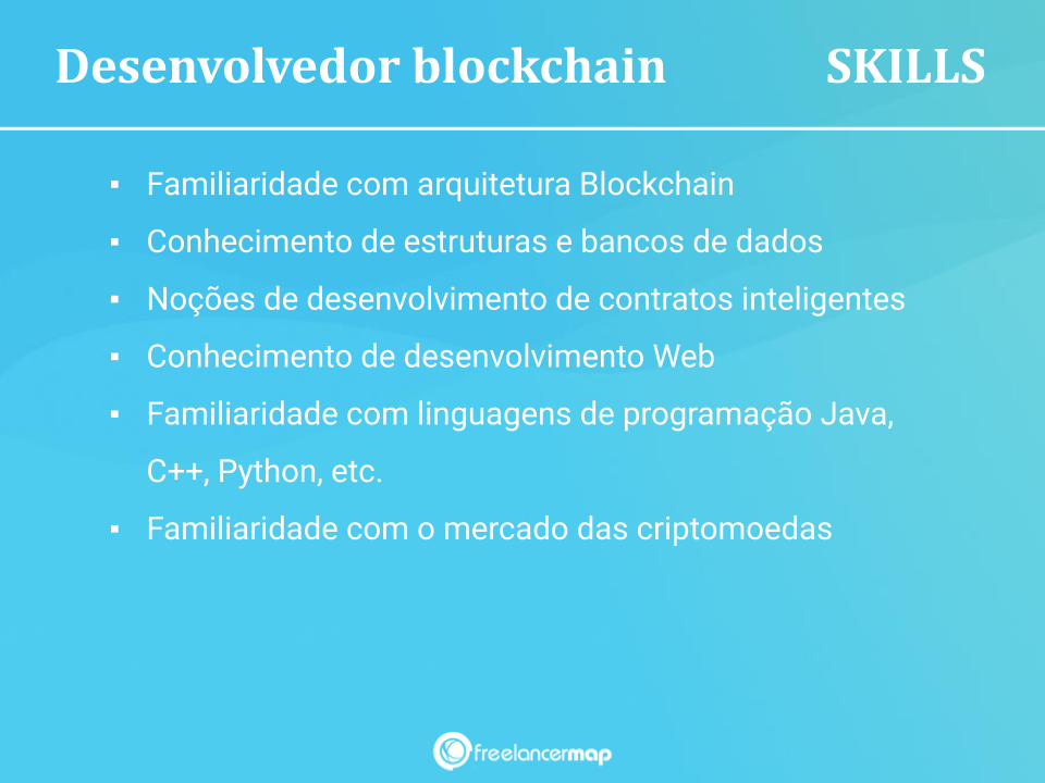 Habilidades de um desenvolvedor blockchain.