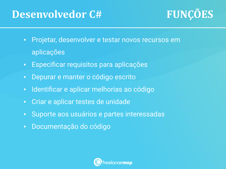 Funções de um desenvolvedor C#.