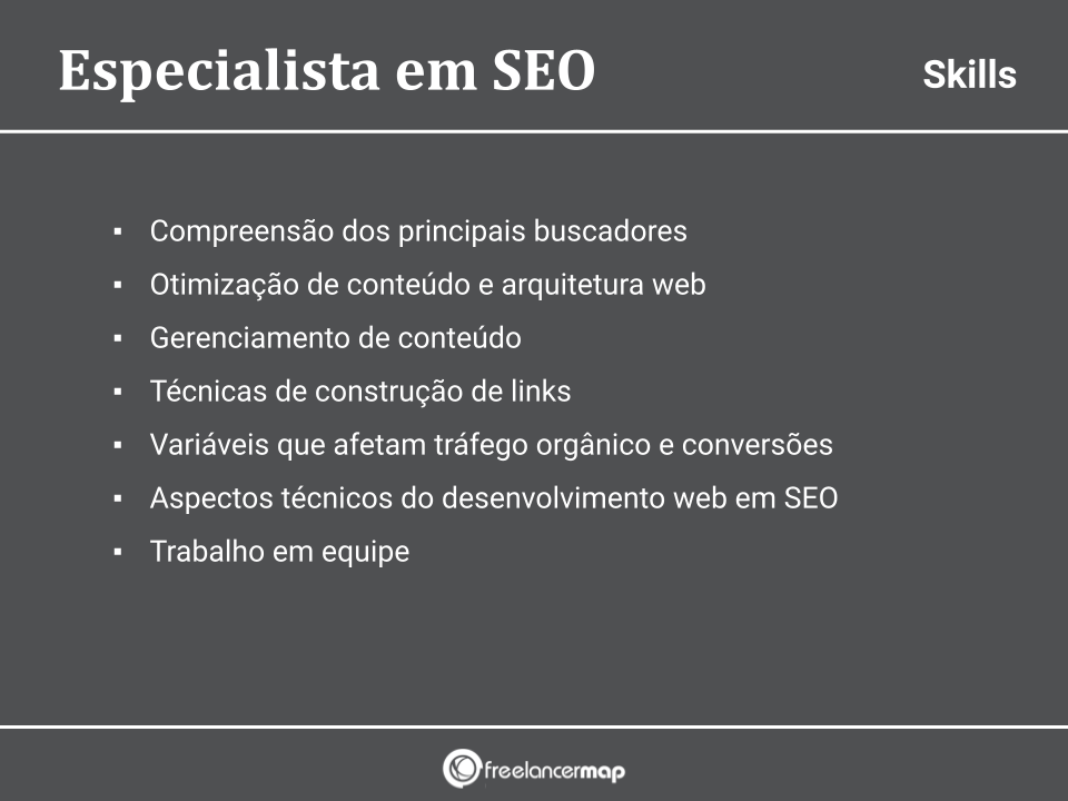 Skills de um especialista em SEO.