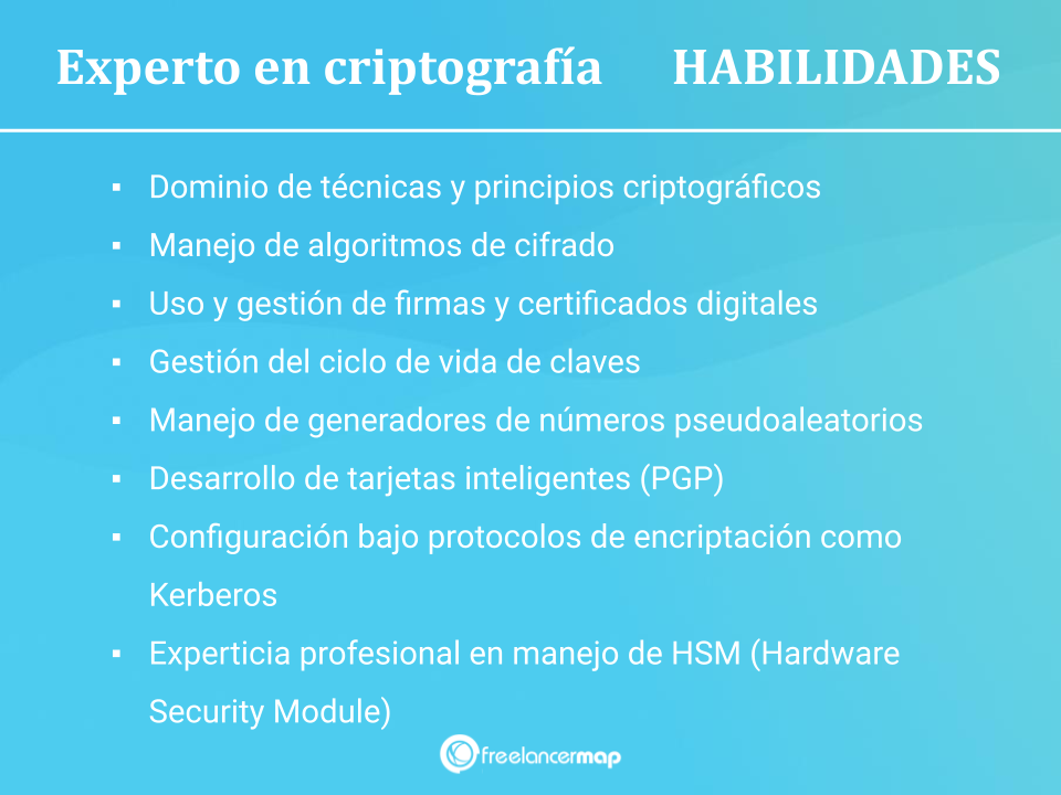 Habilidades y conocimientos del experto en criptografía