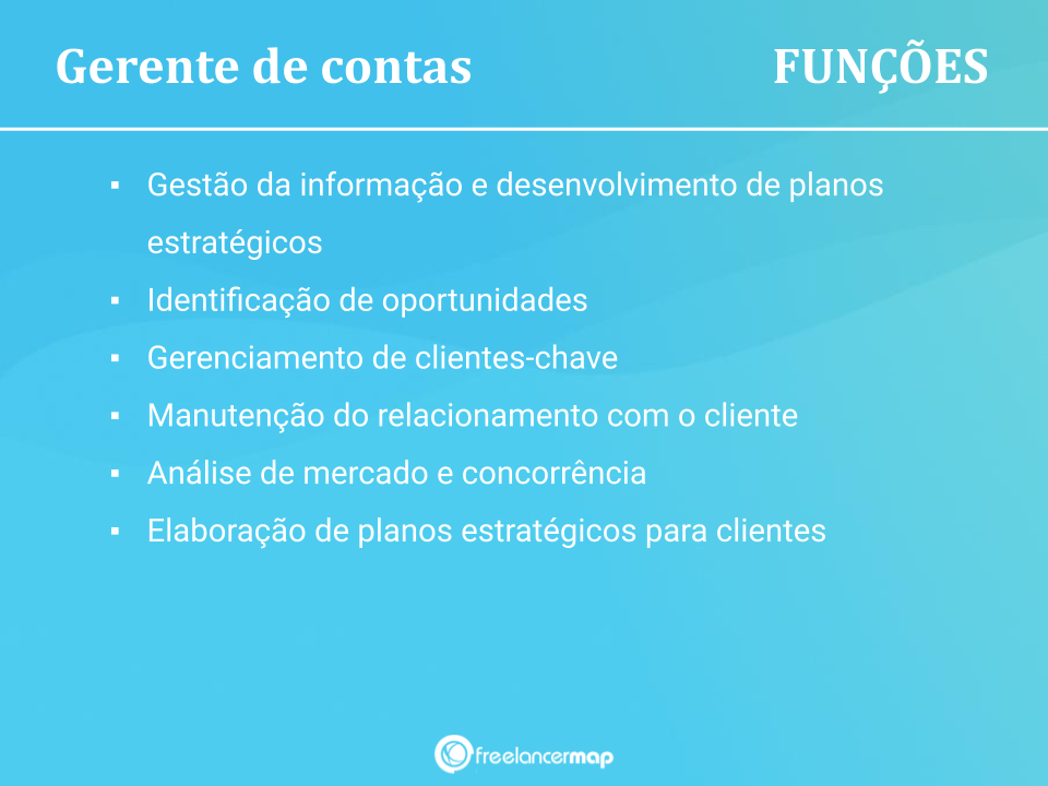 Funções de um key account manager.