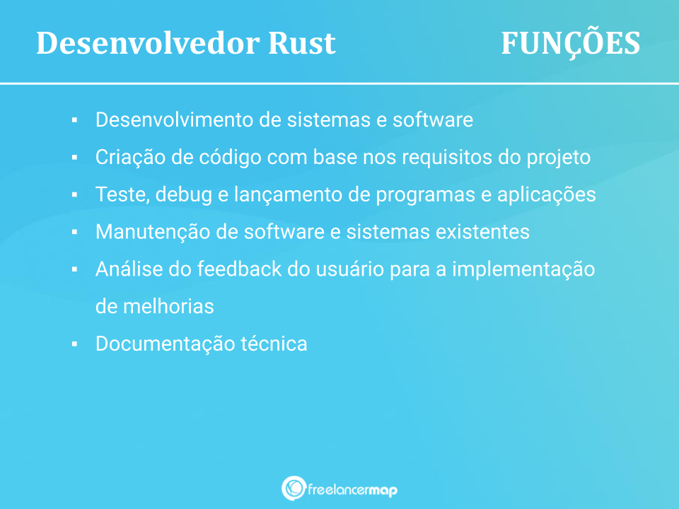 Funções de um desenvolvedor Rust.