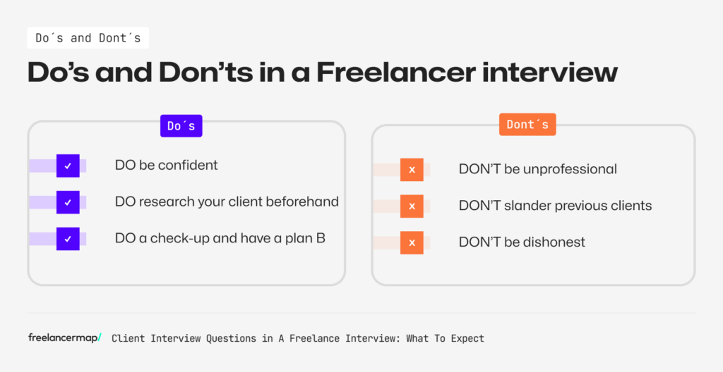 do´s and dont´s in a freelancer interview