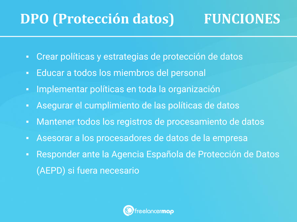 Lista de responsabilidades del DPO o experto en protección de datos