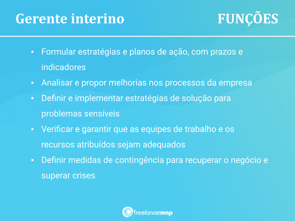 Responsabilidades de um gerente interino.