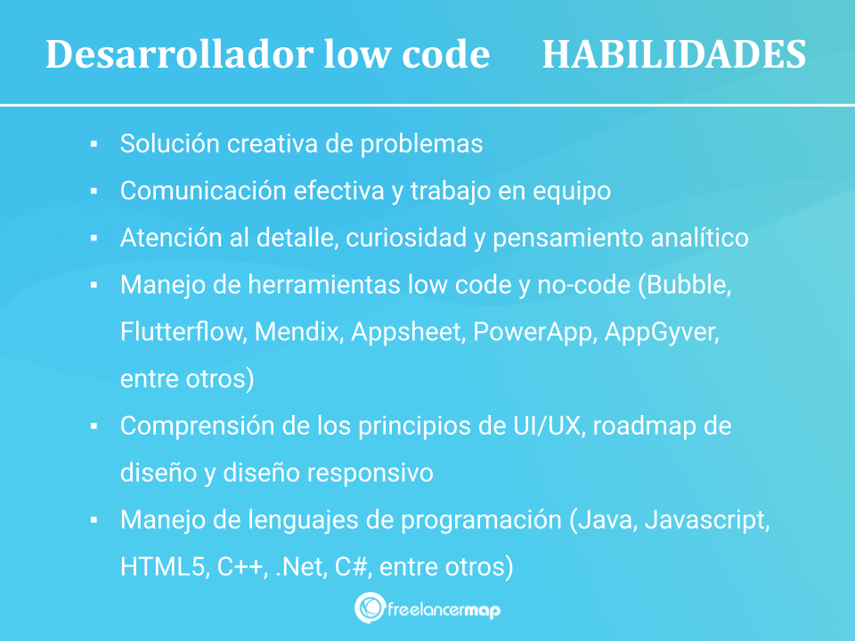 Habilidades y conocimientos del desarrollador low code