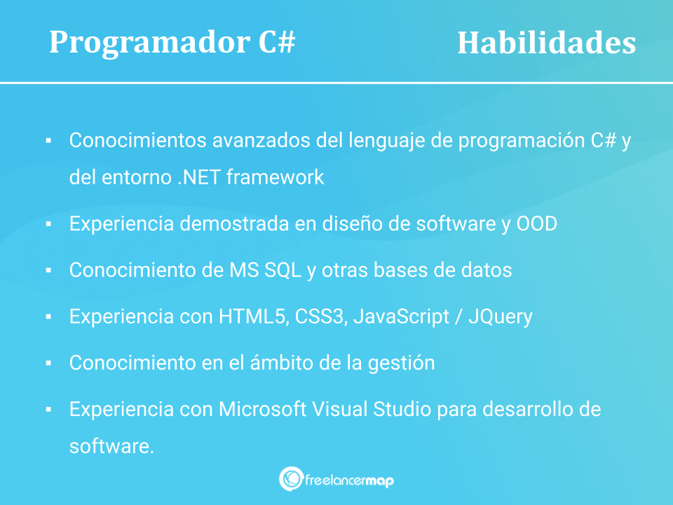 Conocimientos y experiencia requeridos como progrmador C#