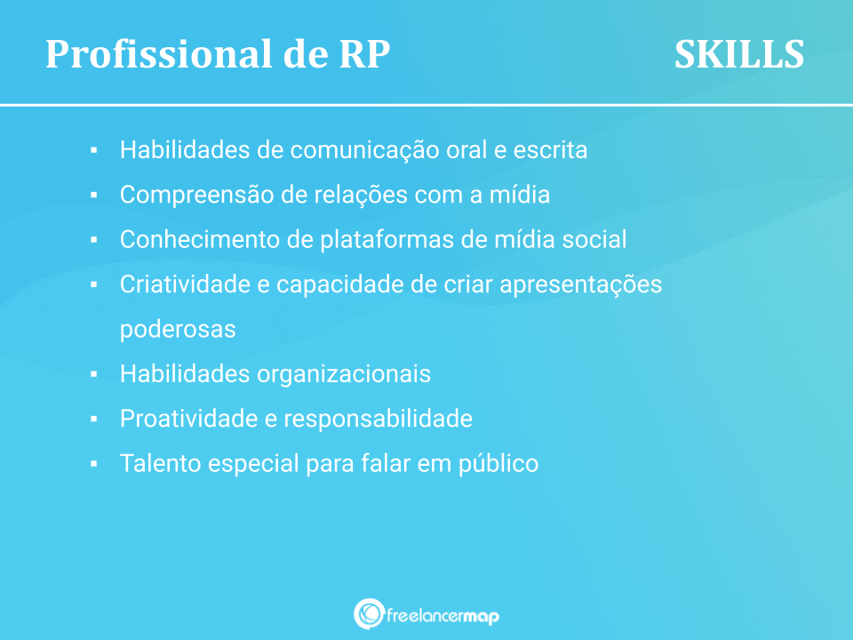 Habilidades de um profissional de relações públicas.  