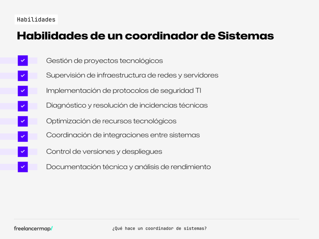 Lista de habilidades principales de un coordinador de sistemas