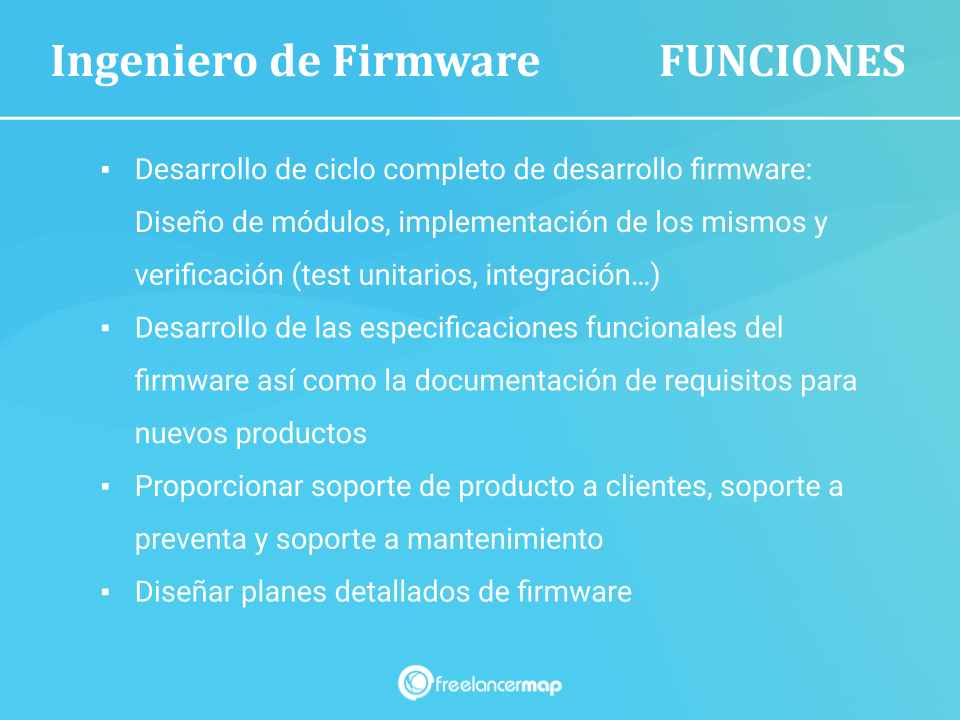 Lista de funciones y responsabilidades del ingeniero firmware