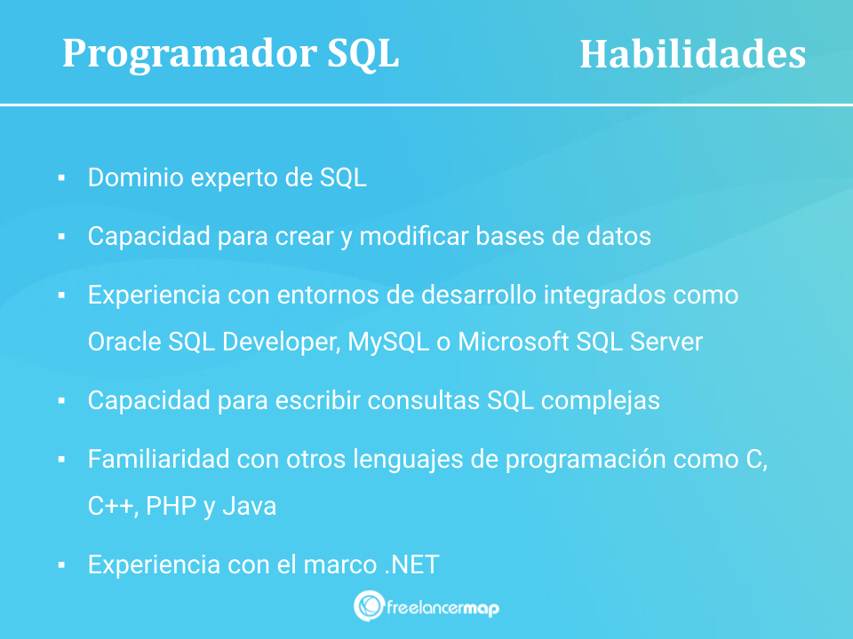 Habilidades y conocimientos del programador SQL