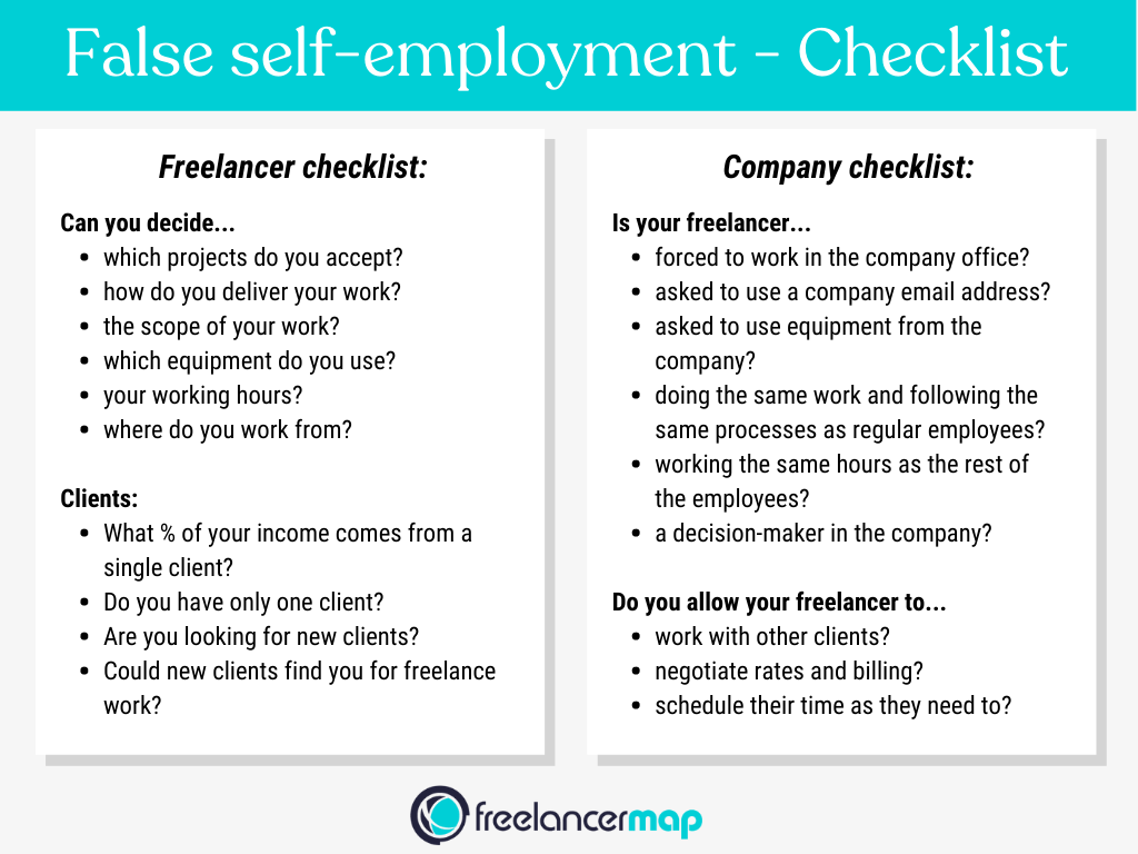 Checklist to see if you might be incurring in false self-employment