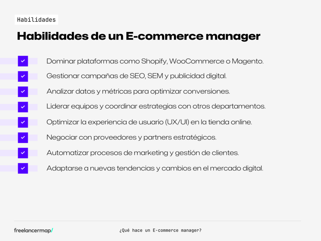 habilidades competencias y herramientas de un responsable de e-commerce