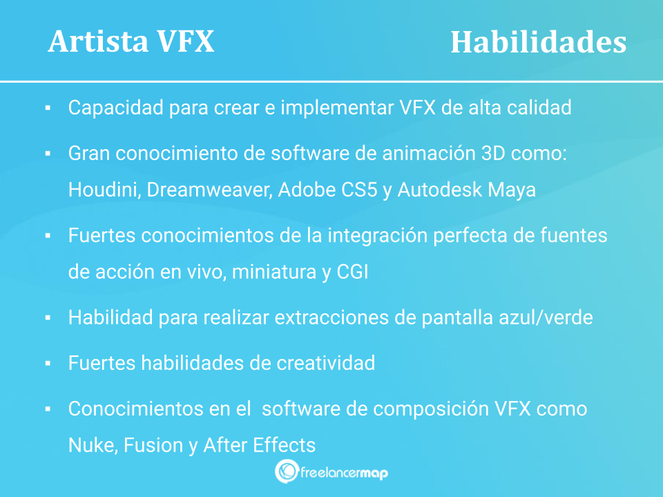 Habilidades de un artista VFX