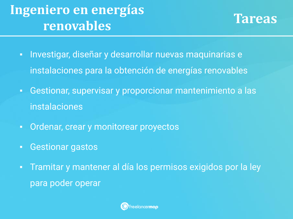 Lista de responsabilidades del Ingeniero en energías renovables