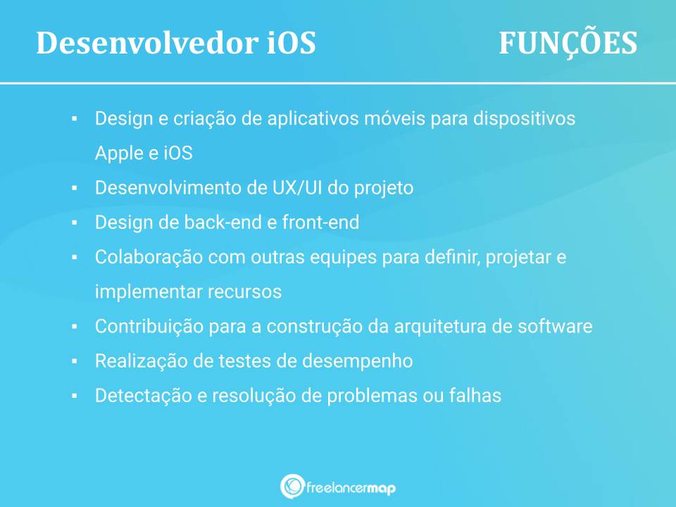 Funções de um desenvolvedor iOS.