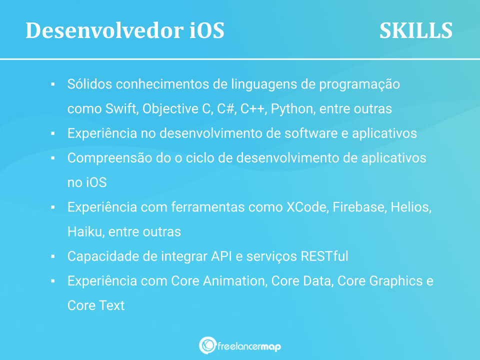 Skills de um desenvolvedor iOS.