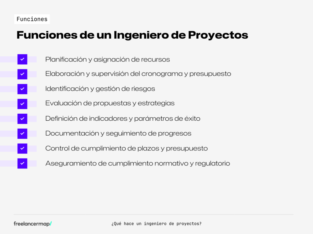 Funciones tarreas y responsabilidades de un ingeniero de proyectos