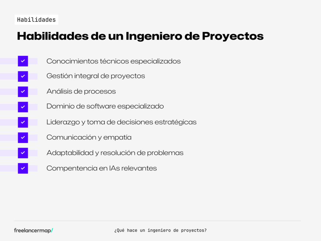Habilidades de un ingeniero de proyectos