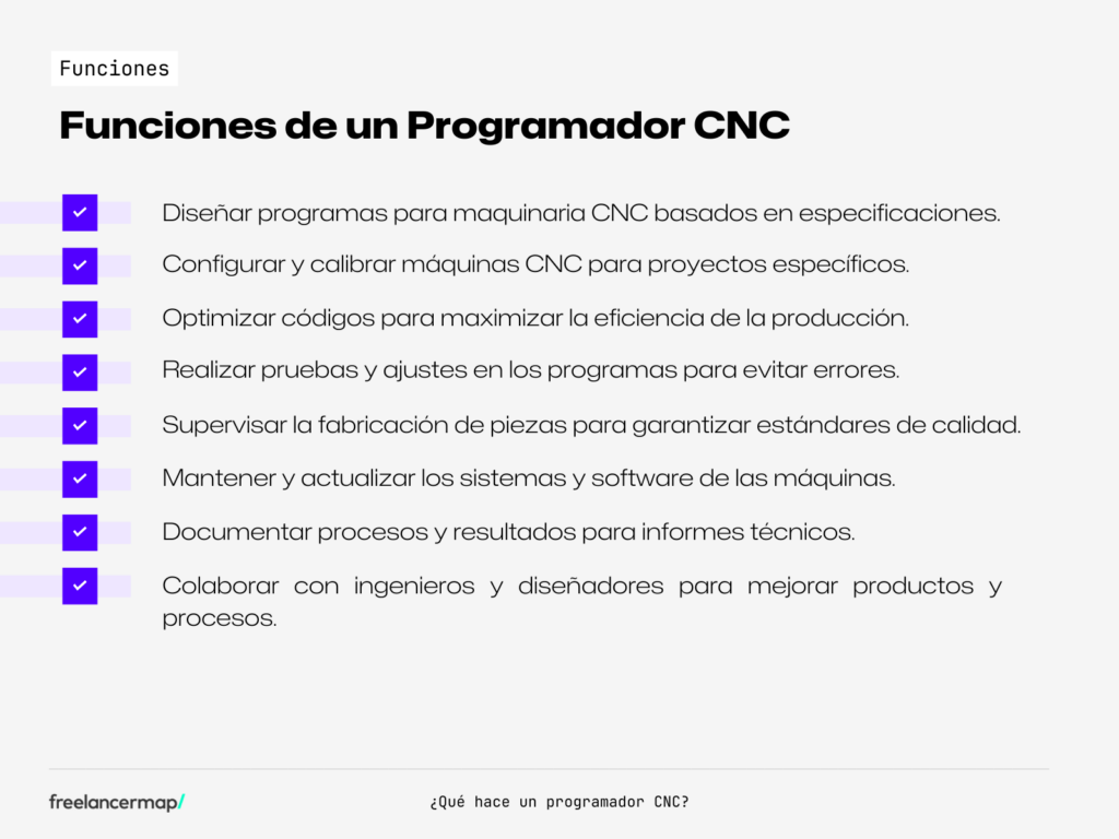 Funciones responsabilidades y tareas de un programador CNC