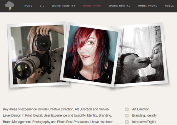 Example of a freelance website with pictures in the about me section