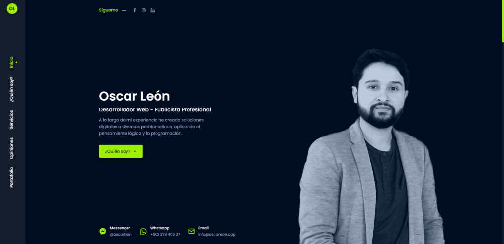 Oscar León Freelance Web Developer Website Example