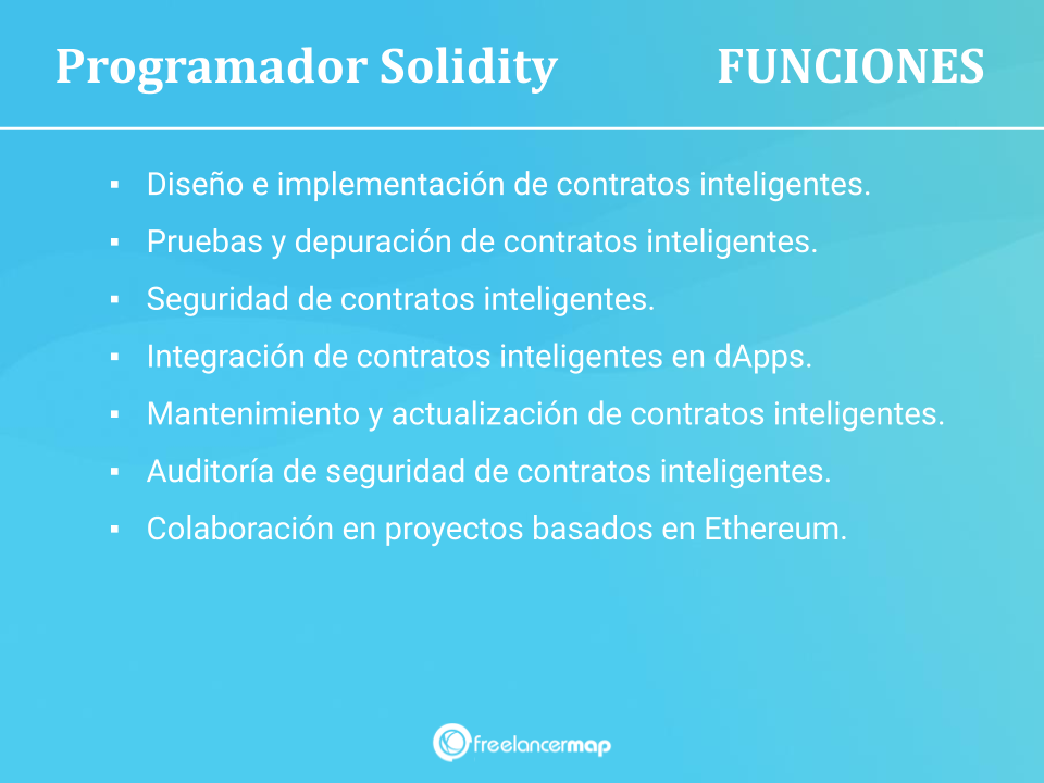 Funciones responsabilidades tareas programador solidity