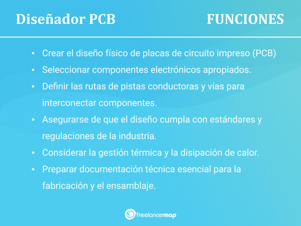 Diseñador PCB responsabilidades tareas funciones