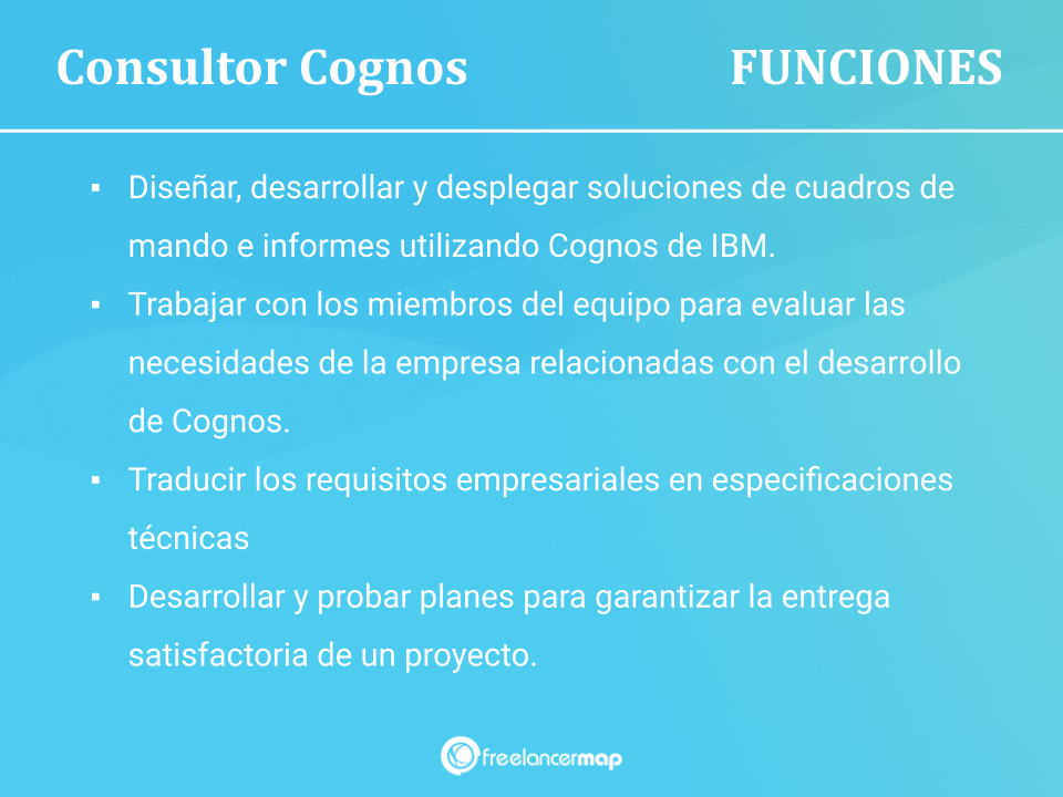 Funciones, responsabilidades y tareas de un consultor Cognos