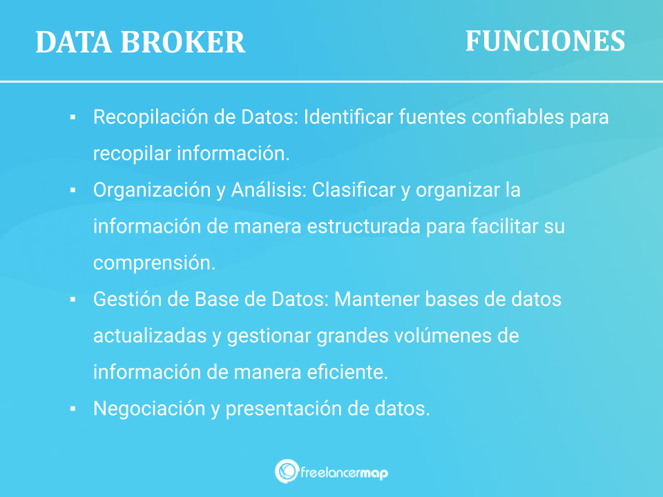 Funciones responsabilidades o tareas de un data broker