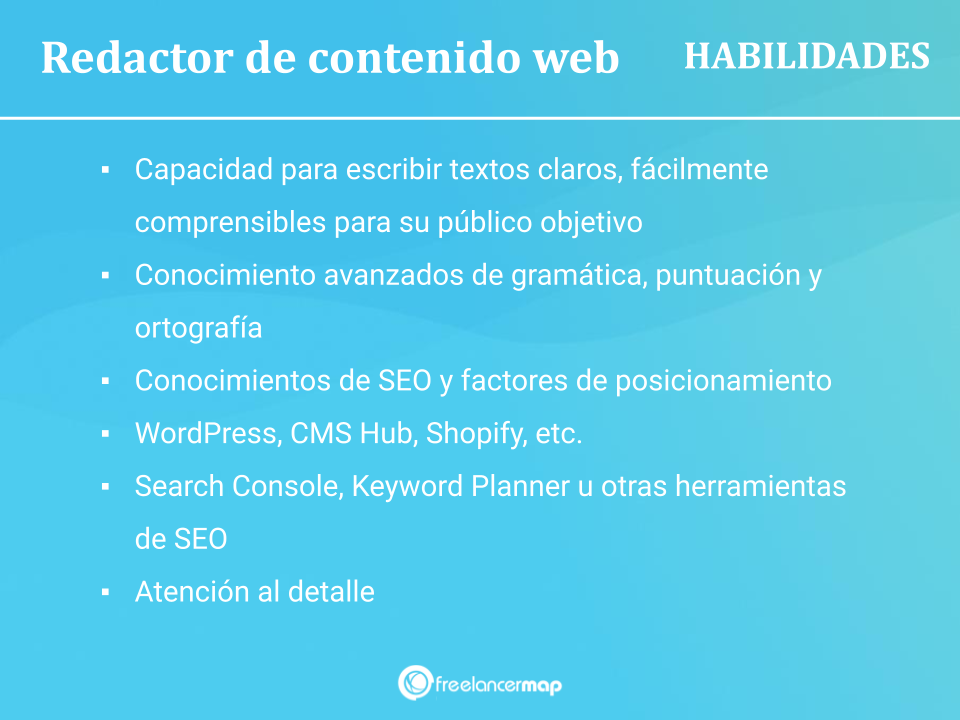 Redactor de contenido web - Habilidades
