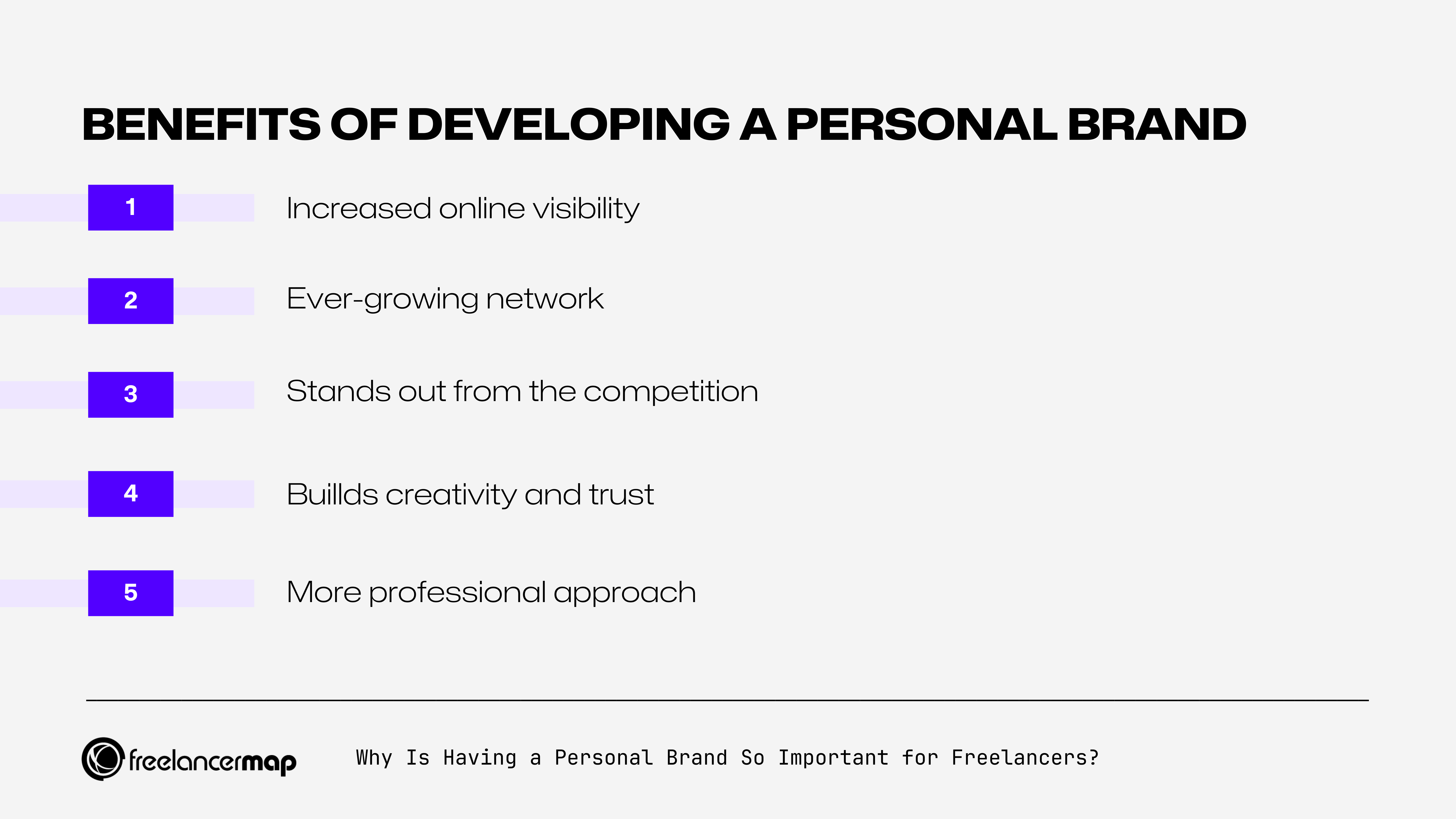 The positive effects that developing a personal brand can have for a freelancer: A personal brand allows you to stand out from the crowd. It also increases your online visibility and makes you look more professional.