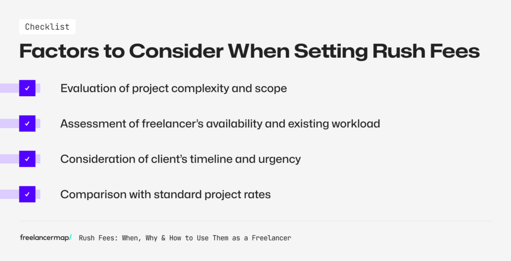 Checklist about Factors to Consider When Setting Rush Fees