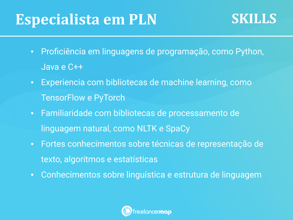 Skills de um especialista em PLN.