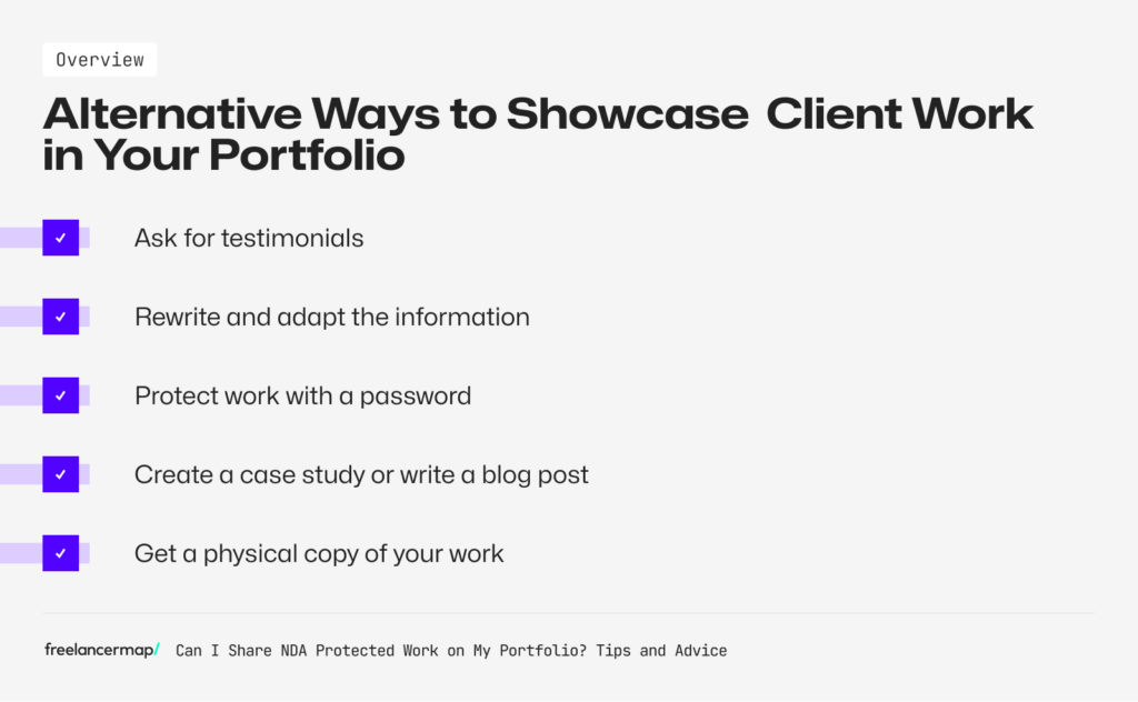 overview about alternative ways to showcase client work in your portfolio as a freelancer