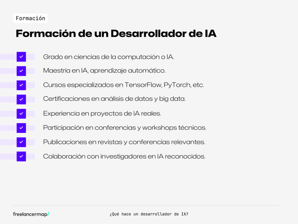 Formación académica y carrera profesional de un desarrollador de IA